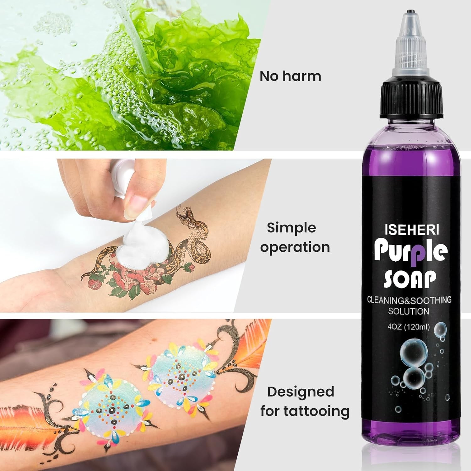 Ultra Concentrated Purple Soap Tattoo 4OZ with Foaming Bottle 120ml,