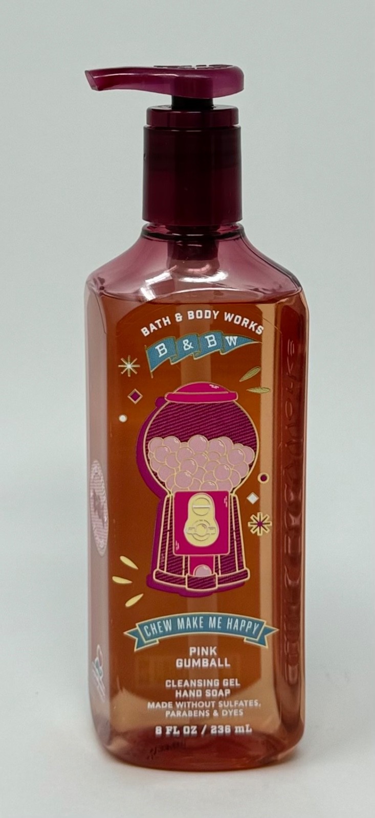 5 NEW BATH & BODY WORKS PINK GUMBALL BUBBLE GUM CLEANSING GEL HAND SOAP WASH 8OZ