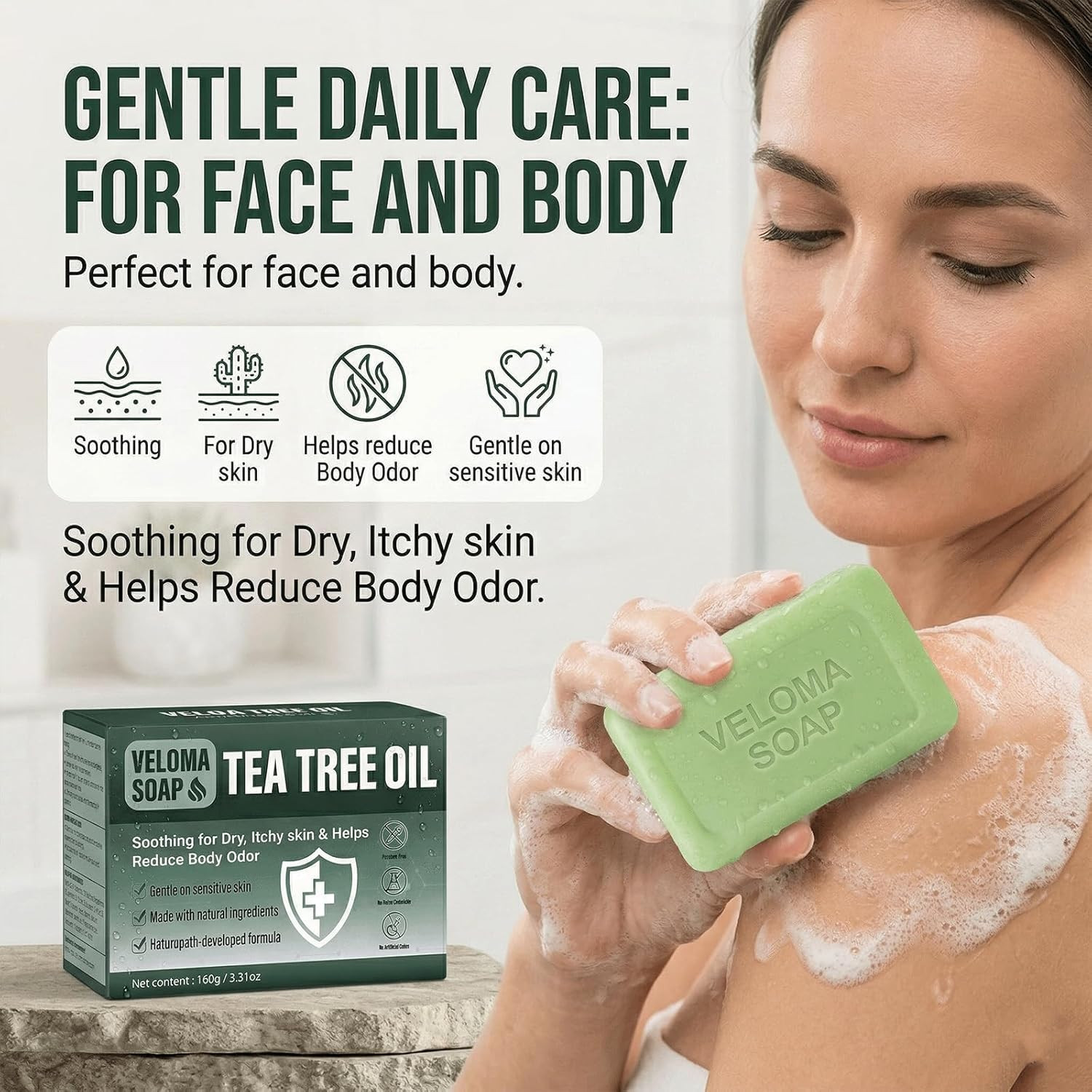 Veloma Antifungal Soap,Veloma Soap,Soothing Tea Tree & Eucalyptus, Deep Pore Cle