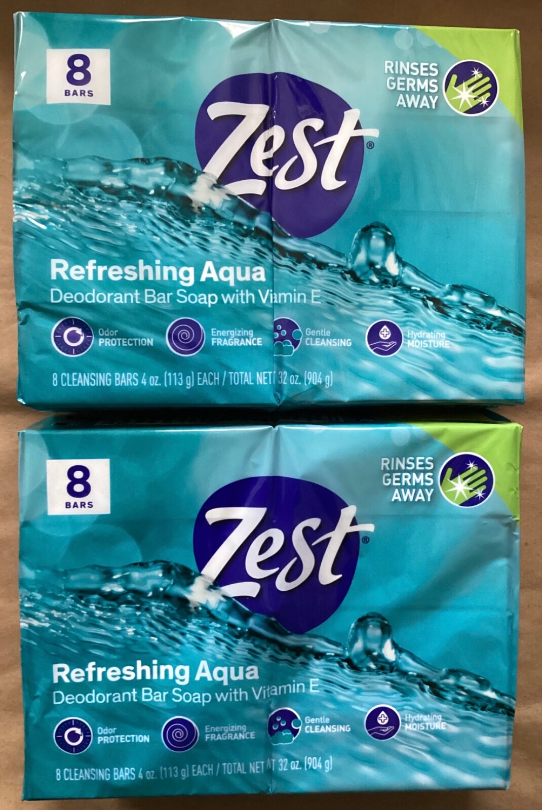 16 Bars Zest Refreshing Aqua Deodorant Soap Cleansing 4oz Ech Hydrating Moisture