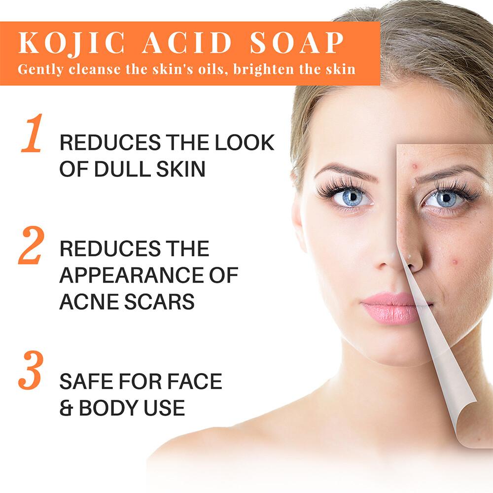 5/3X Kojic Acid Soap Acne Dark Spot Remover Skin Lightening Whitening Face Body