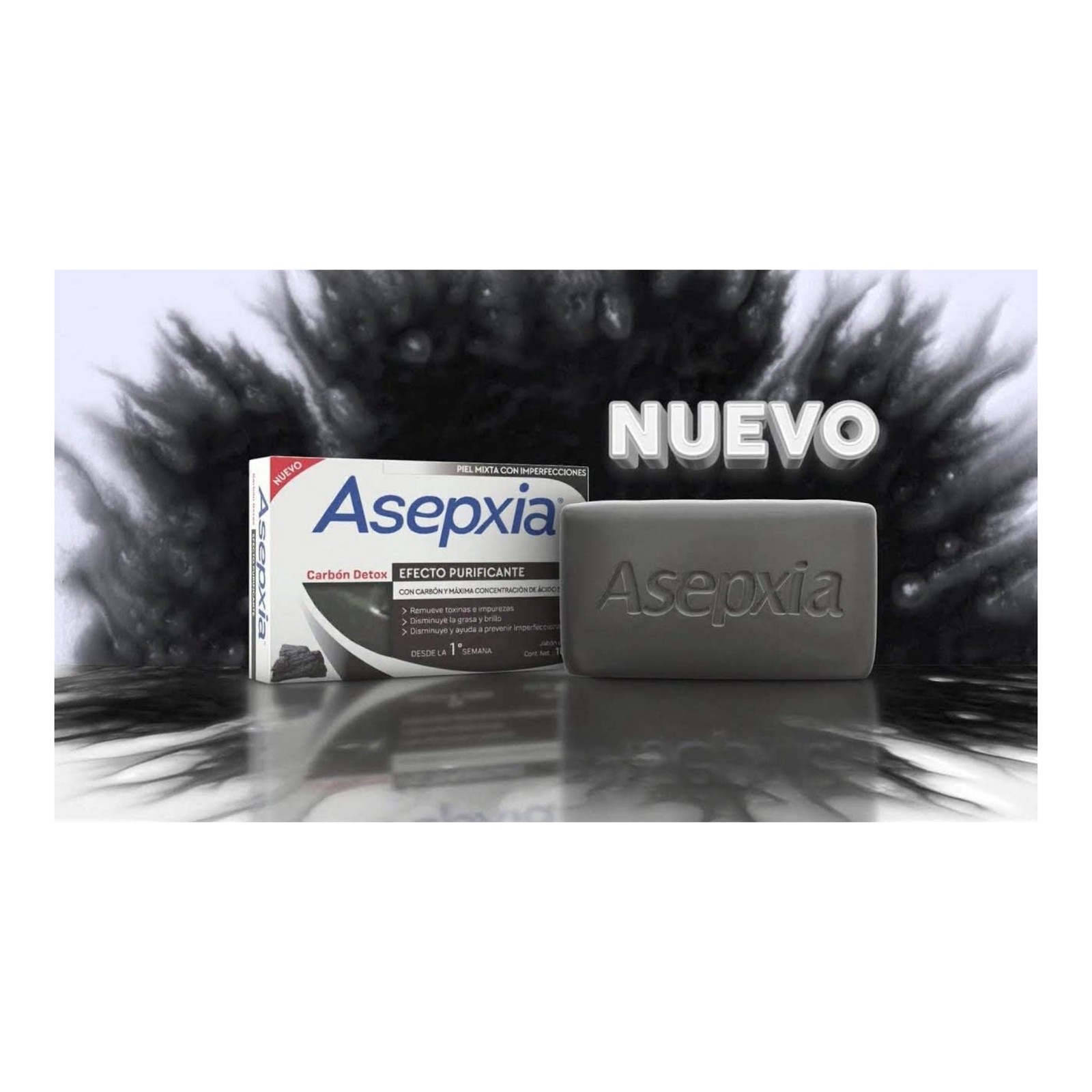 Asepxia Charcoal Acne Bar Soap Purifying Effect, 4oz. (113g)