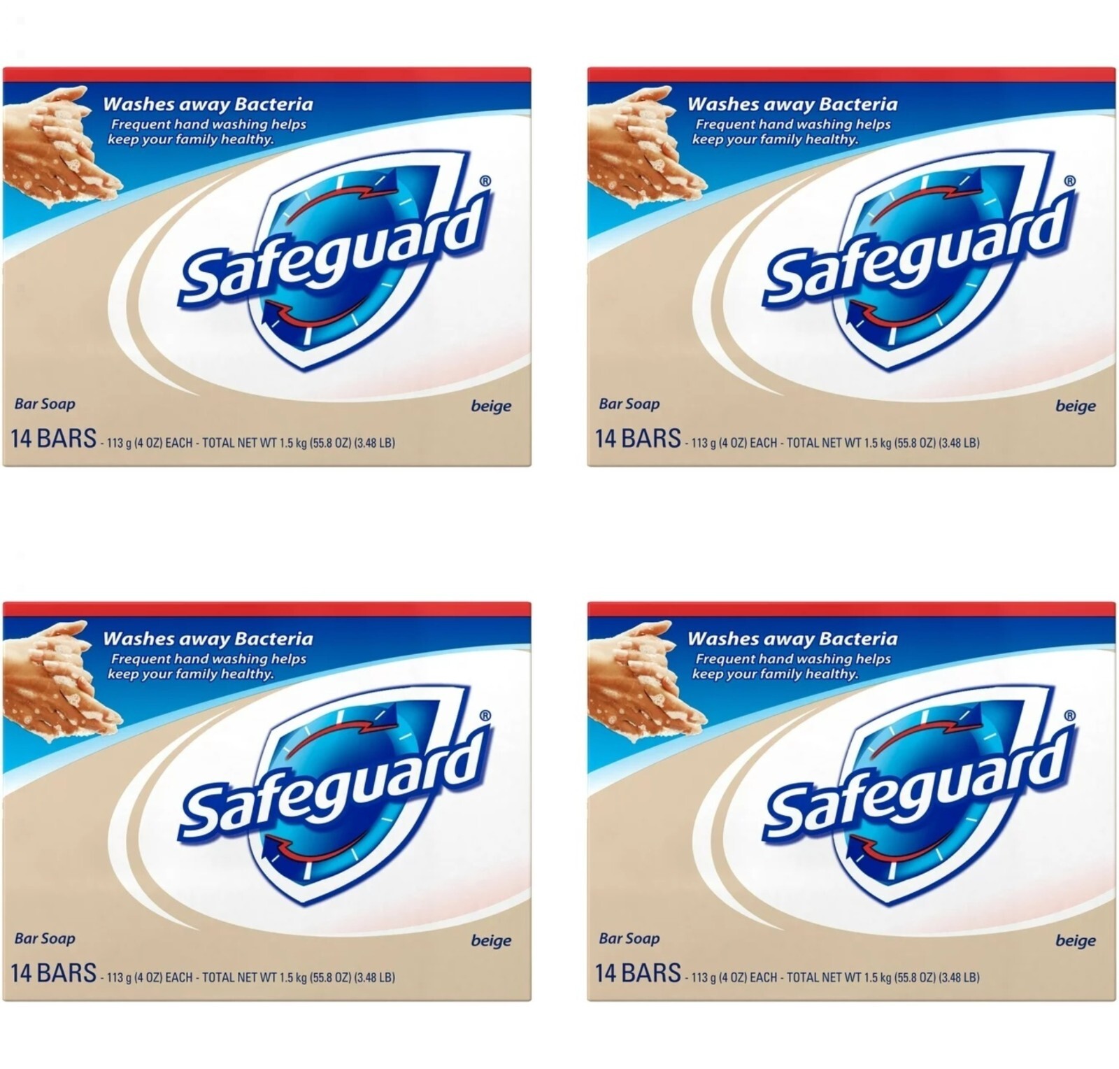 Safeguard Deodorant Bar Soap, 4-oz., Beige 56 Bars