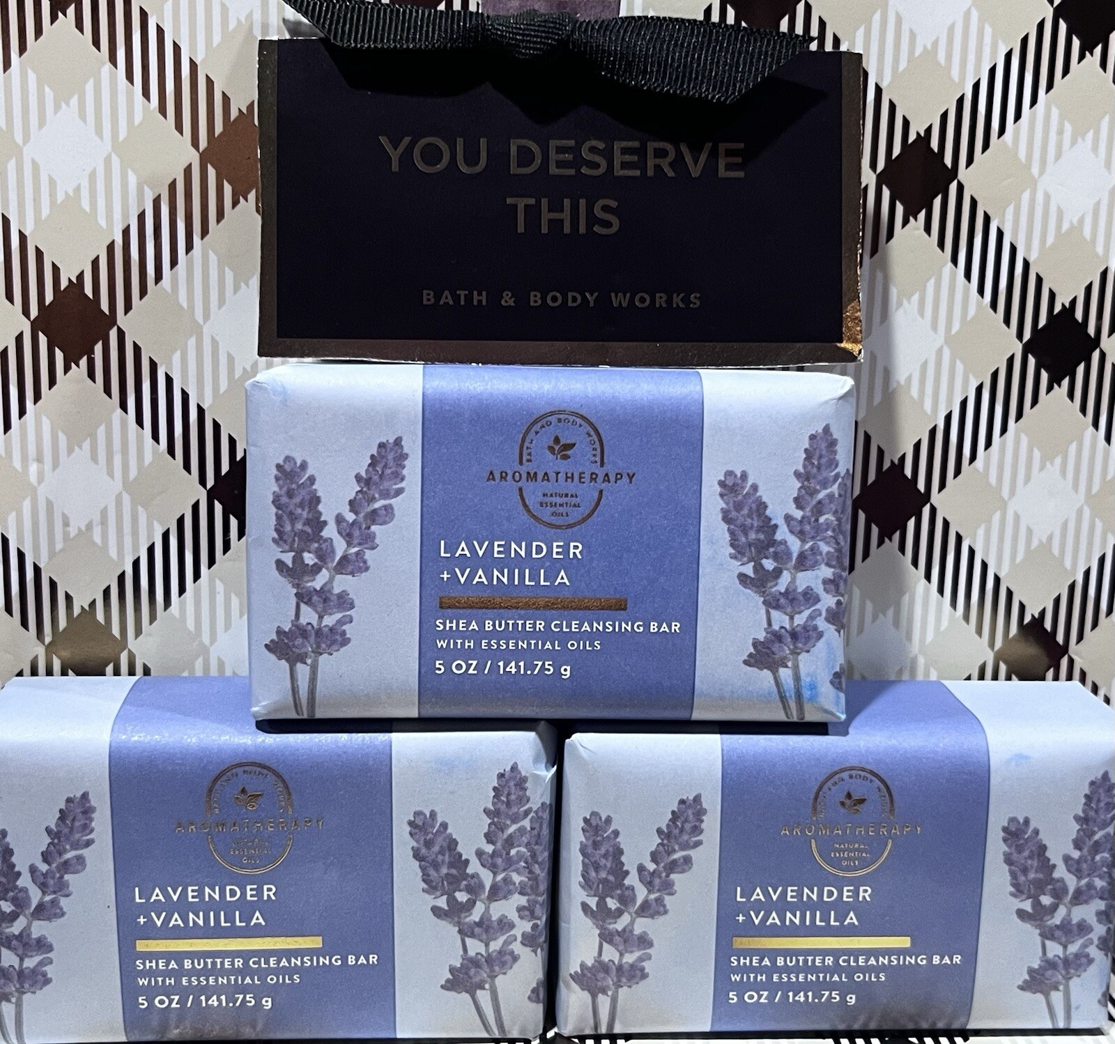 X3 LAVENDER + VANILLA Bath & Body Works Bar Shea Butter Cleansing Soap