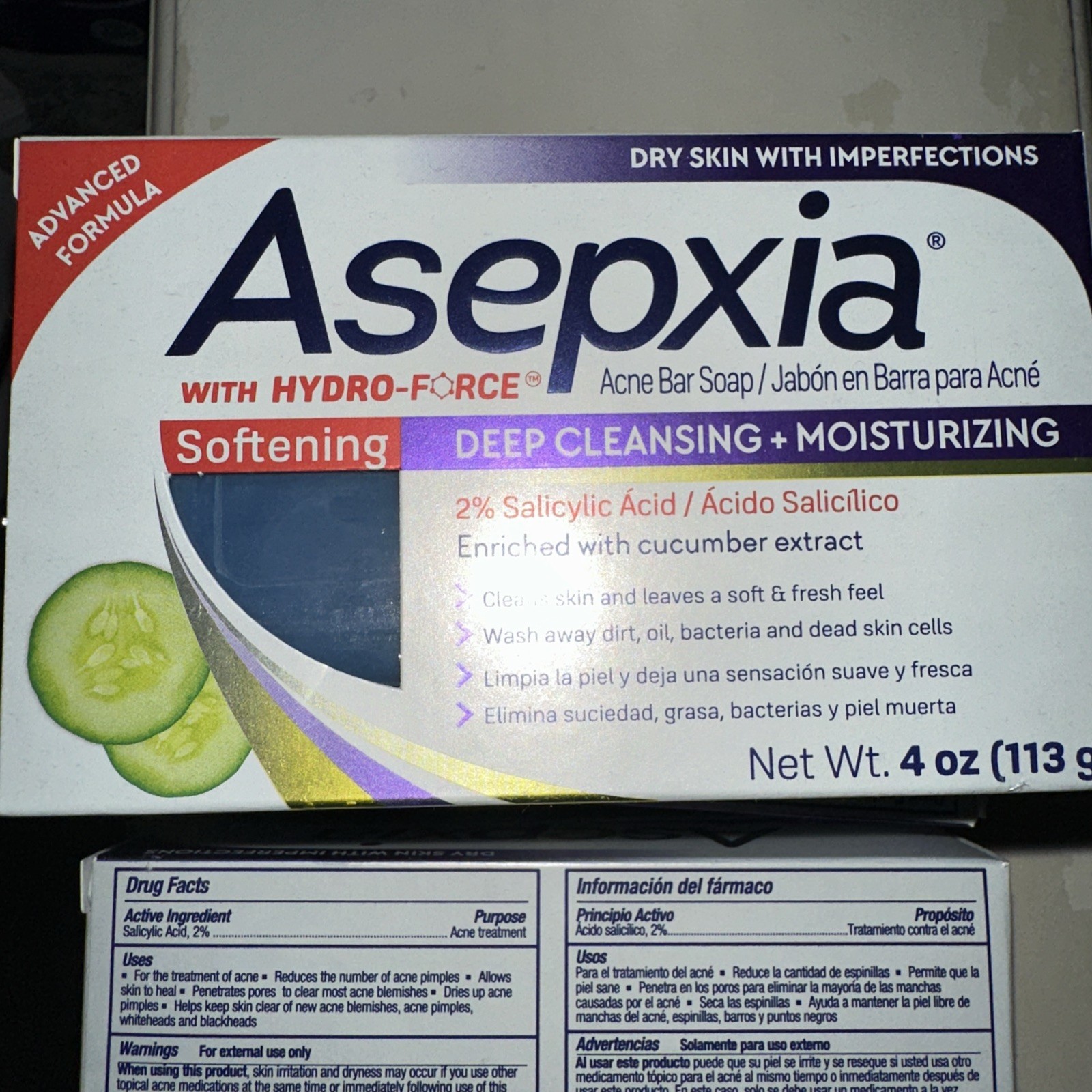 5 packs !!Asepxia Softening Acne Bar Soap Deep Cleaning + Moisturizing, 4oz.