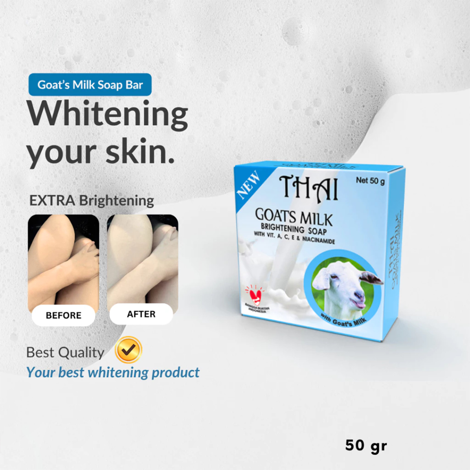 10Pcs Thai Goat Milk Soap Bar Skin Brightening Whitening Moisturizing Face Body