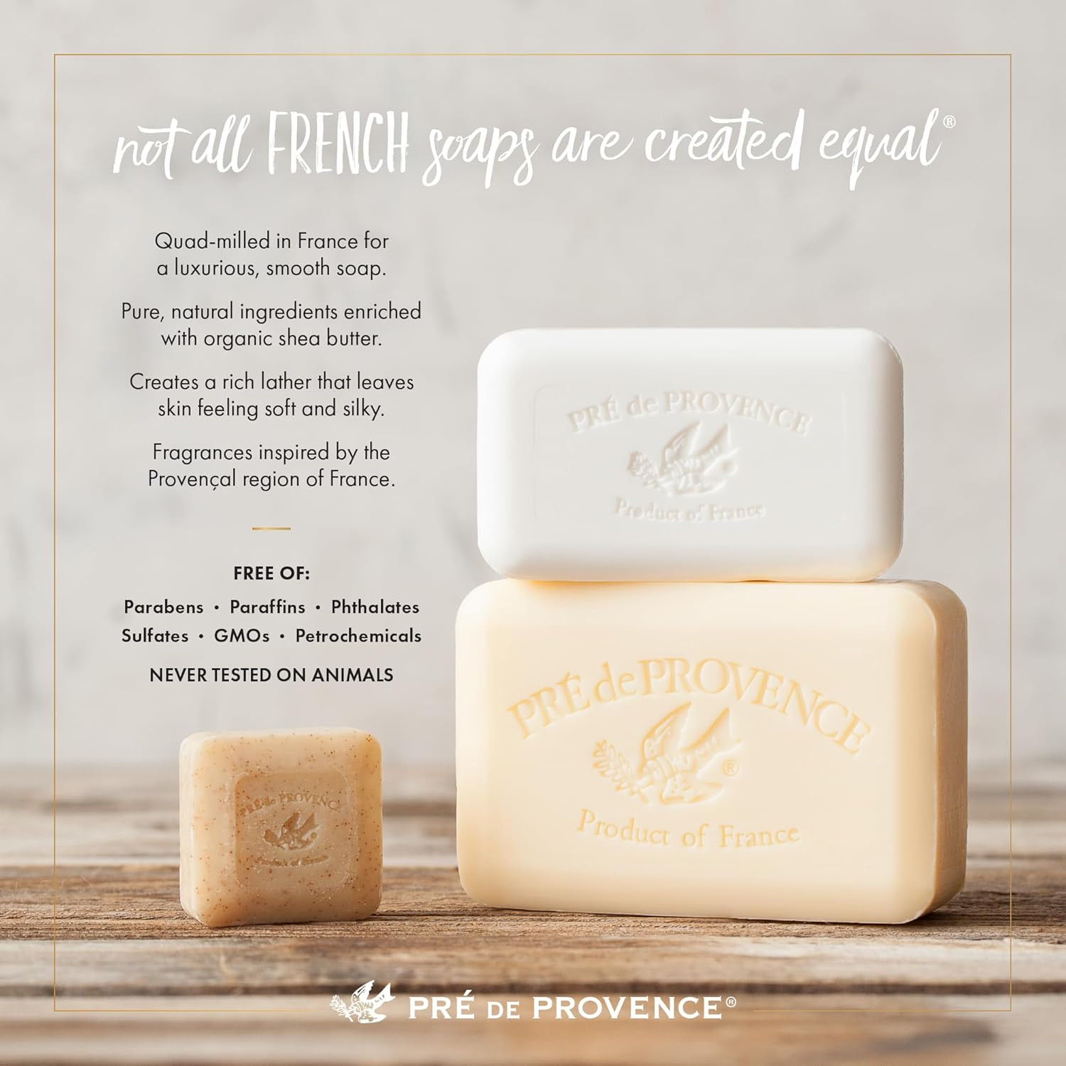 Pre de Provence Artisanal French Moisturizing Soap Bar, Shea Butter Enriched, Qu