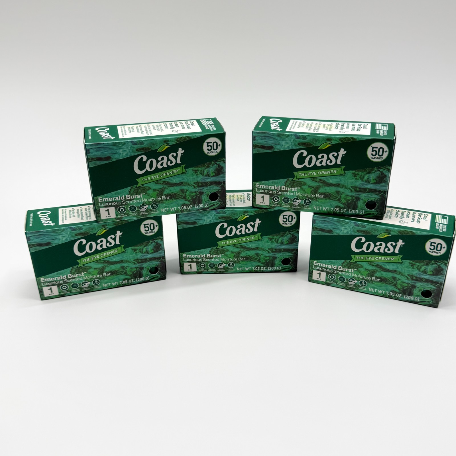 Coast Bar Soap 7.05oz Emerald Burst Scent Lot of 5 Moisturizing Bar