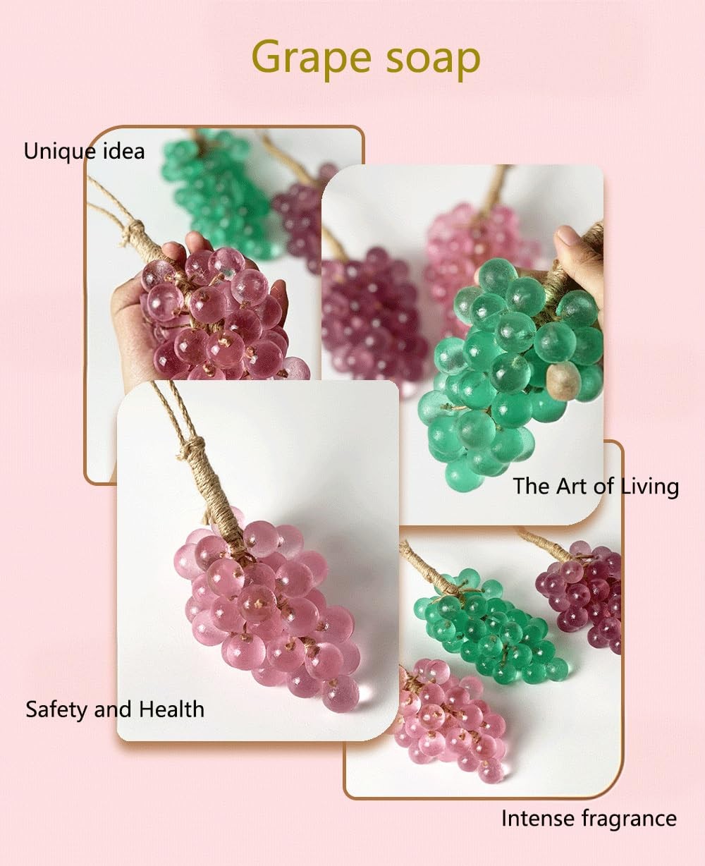 Grape Soap on a Rope with Gift Box, Hanging Fruit Soap (Purple)