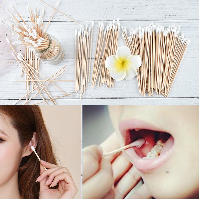 100X medical swabs 6” long wood handle sturdy cotton applicator swab q-tips PZ