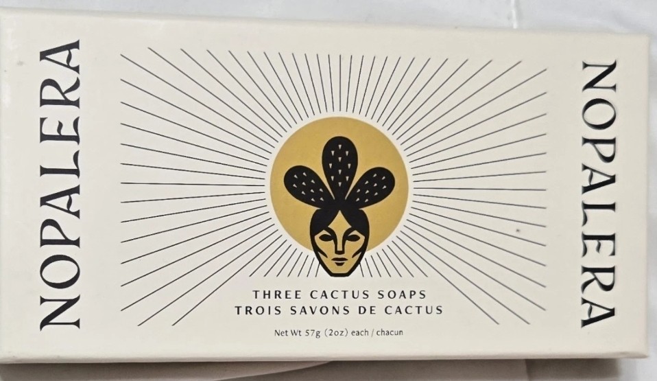 Set of 3 New Nopalera Cactus Soap Lemongrass Jasmine Charcoal 57g/2oz Each