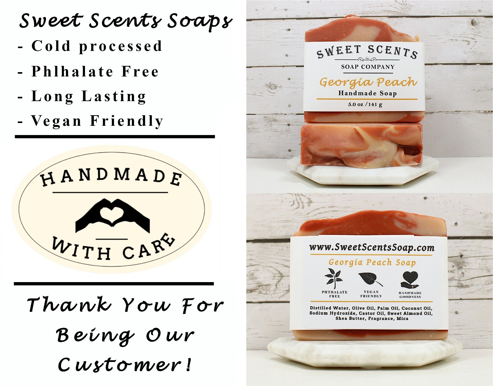 Handmade Soap – Georgia Peach – Cold Process, Scented Soap