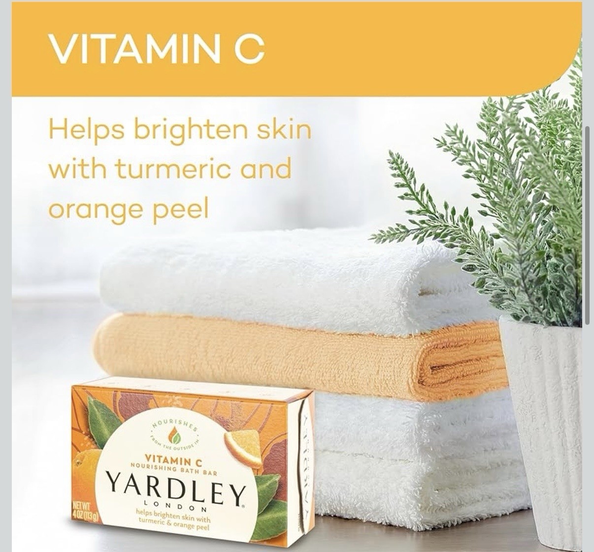Yardley London Vitamin C Turmeric & Orange Peel Moisturizing Bath Bar Pack of 10