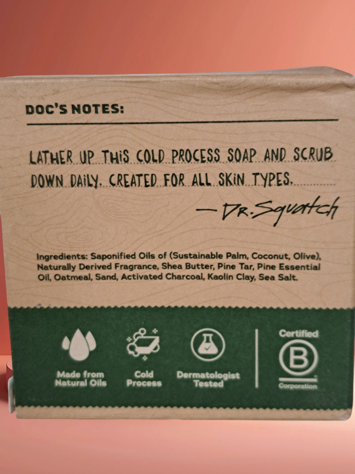 Dr Squatch Men’s Natural Soap Pine Tar 5 oz bar Heavy Grit