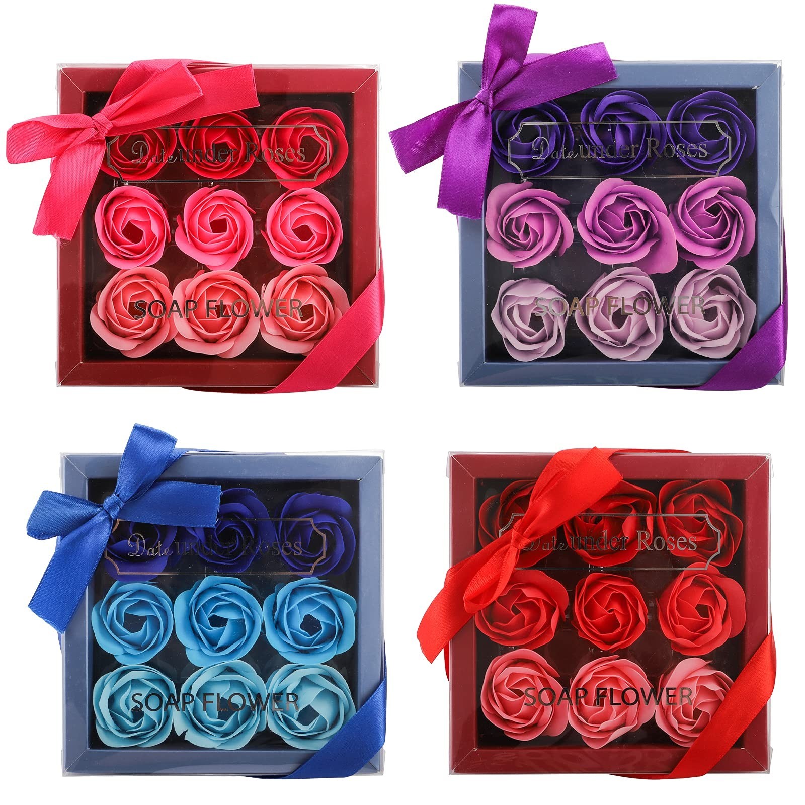 Floral Scented Bath Soap Petals – 36 Pcs Rose Essential Oil Gift Set for All Occ