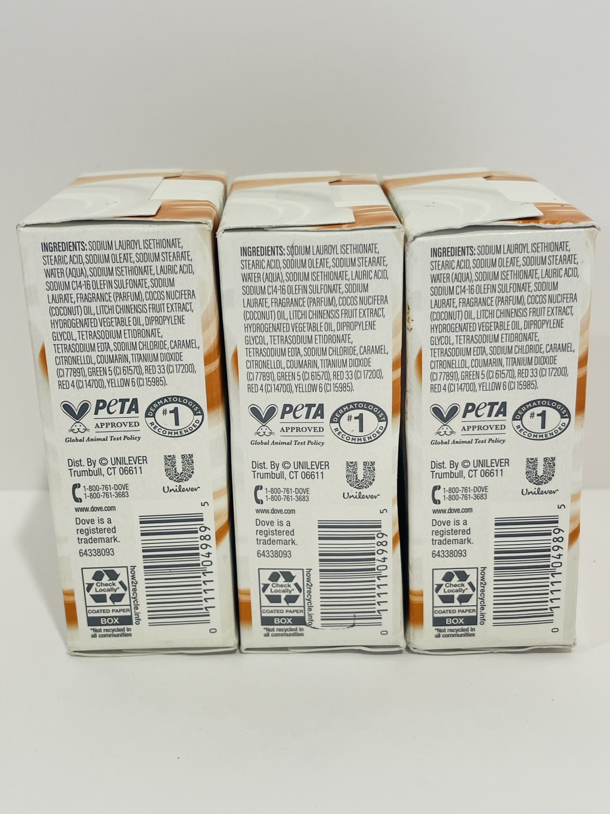 3 X Dove Beauty Plant Based Bar Soap Coconut Milk & Sugar Lychee 5 oz
