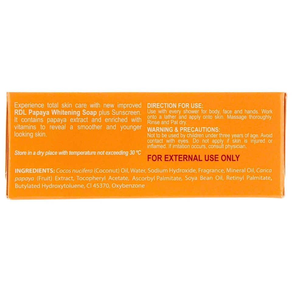 3X Original RDL Papaya All Natural Whitening Soap with Vitamin A, C and E