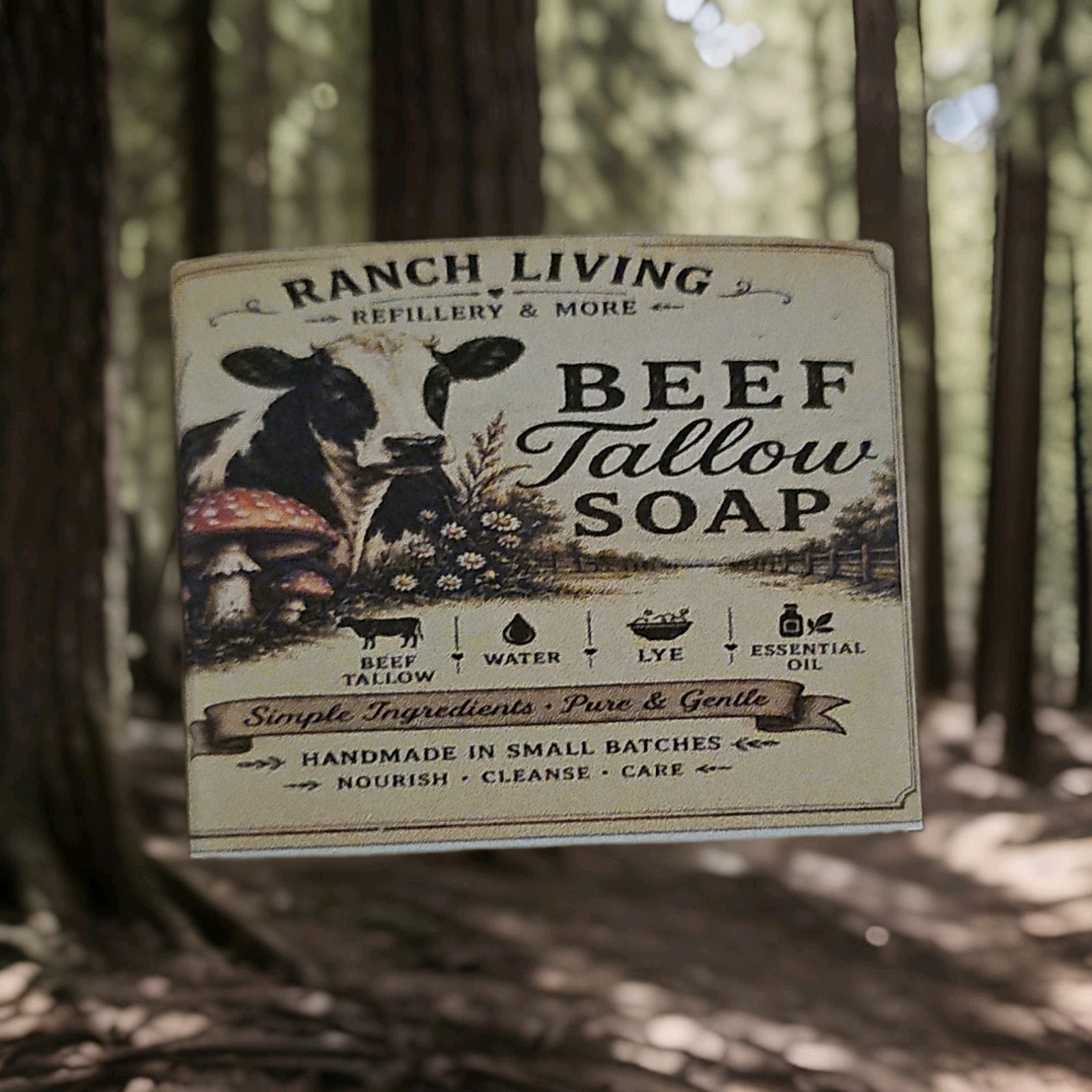 Ranch Living Handmade Beef Tallow Soap Bar Frankincense/Myrrh 2 oz