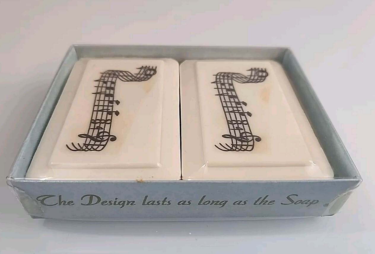 Vintage Katherine Gray French Milled Soap w/ Cold Cream 2 Bar Music Notes New