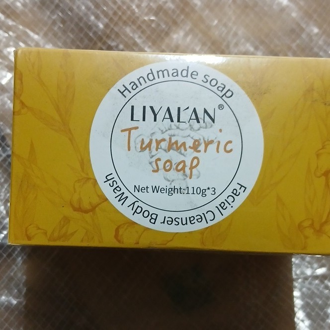 LIYALAN Turmeric Soap Bars Vegan Multipack 3 x 110g Turmeric Scent