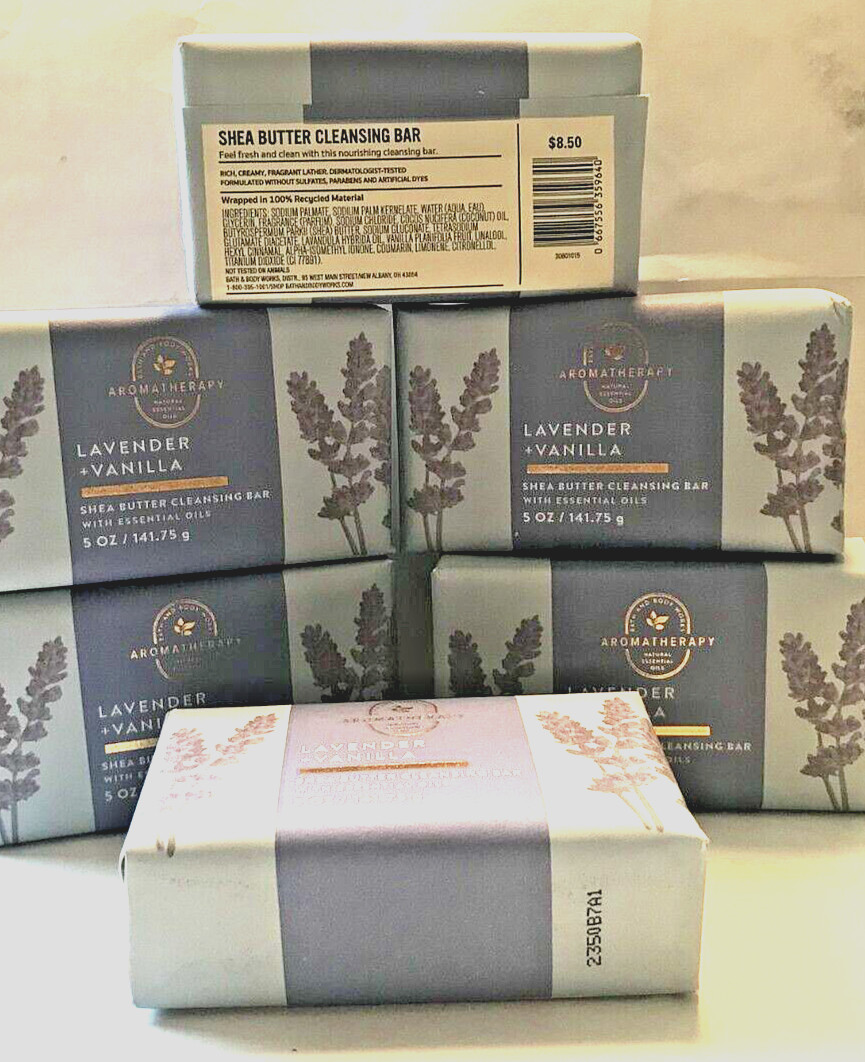 LAVENDER VANILLA SHEA BUTTER CLEANSING BAR SOAP Bath Body Works SET X 6 AROMA