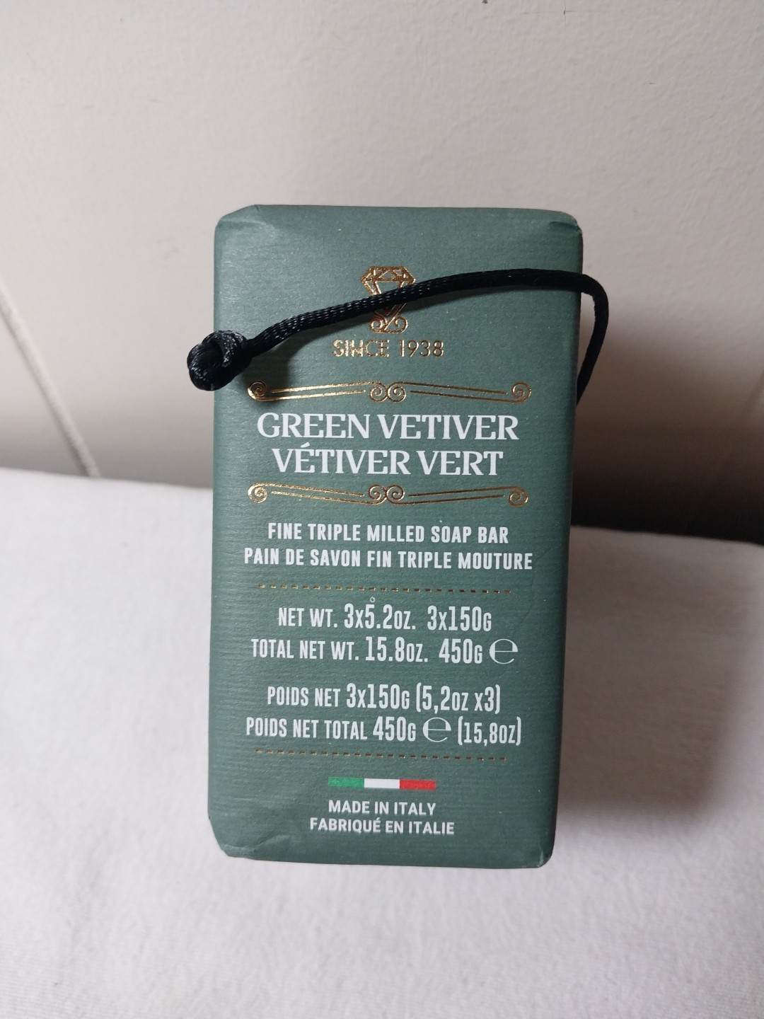 Zeni 3-Pack Green Vetiver Triple Milled Soap 5.3 Oz Made In Italy Fine Soap Gift
