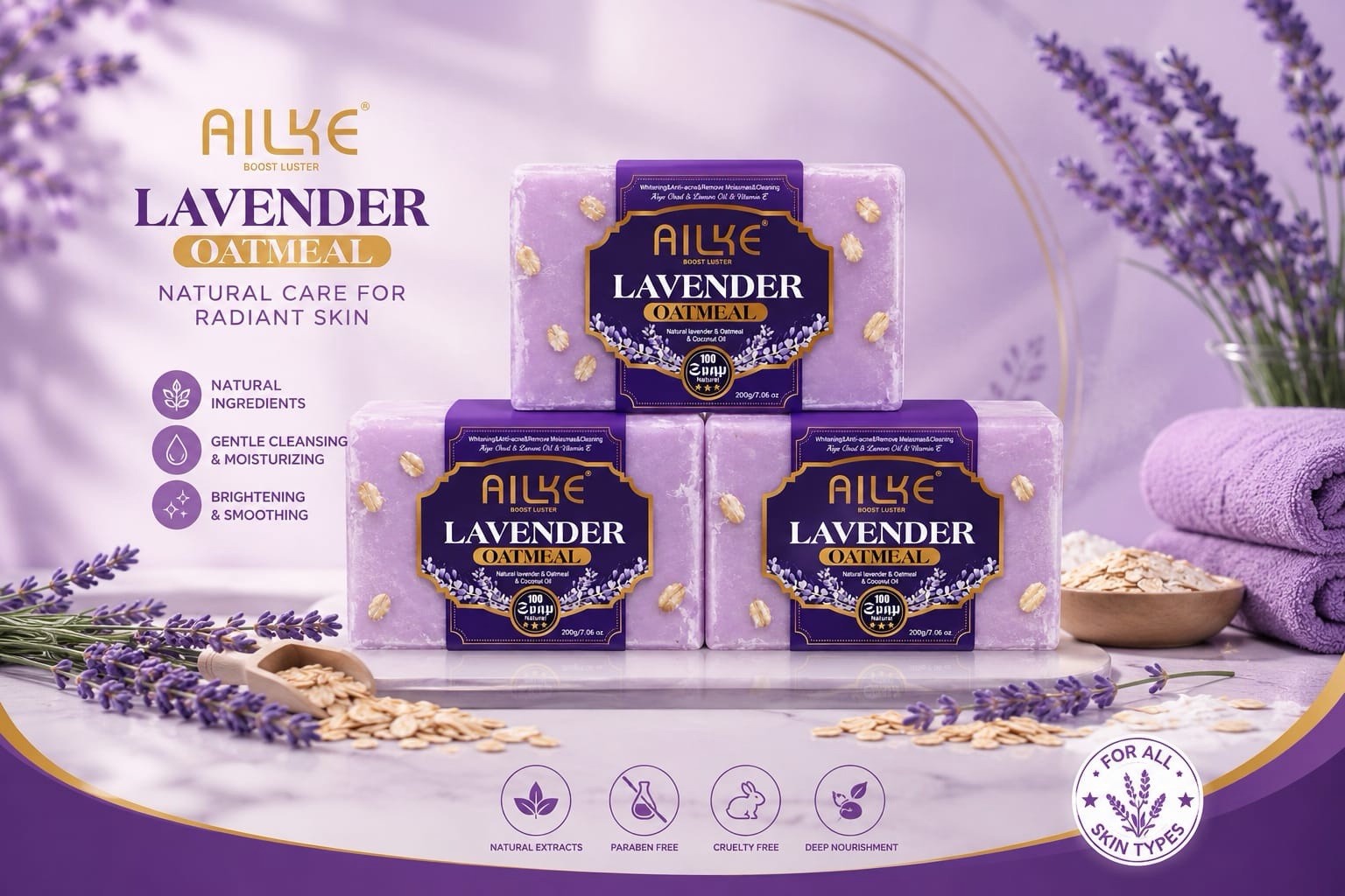 Natural Organic Lavender Essential Oil Soap Handmade Soap for Cleansing, Refresh