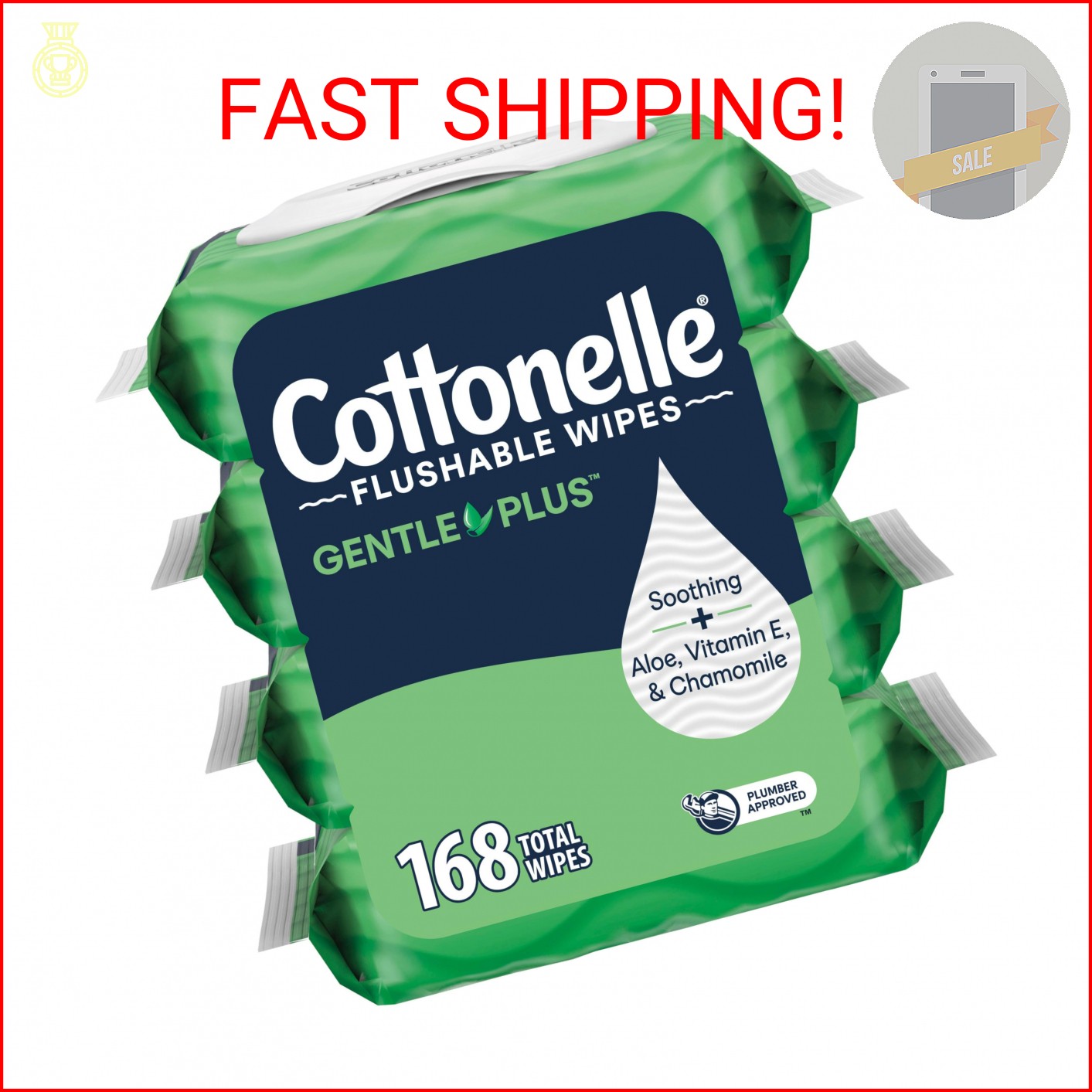 Cottonelle GentlePlus Flushable Wet Wipes with Aloe & Vitamin E, 4 Flip-Top Pack