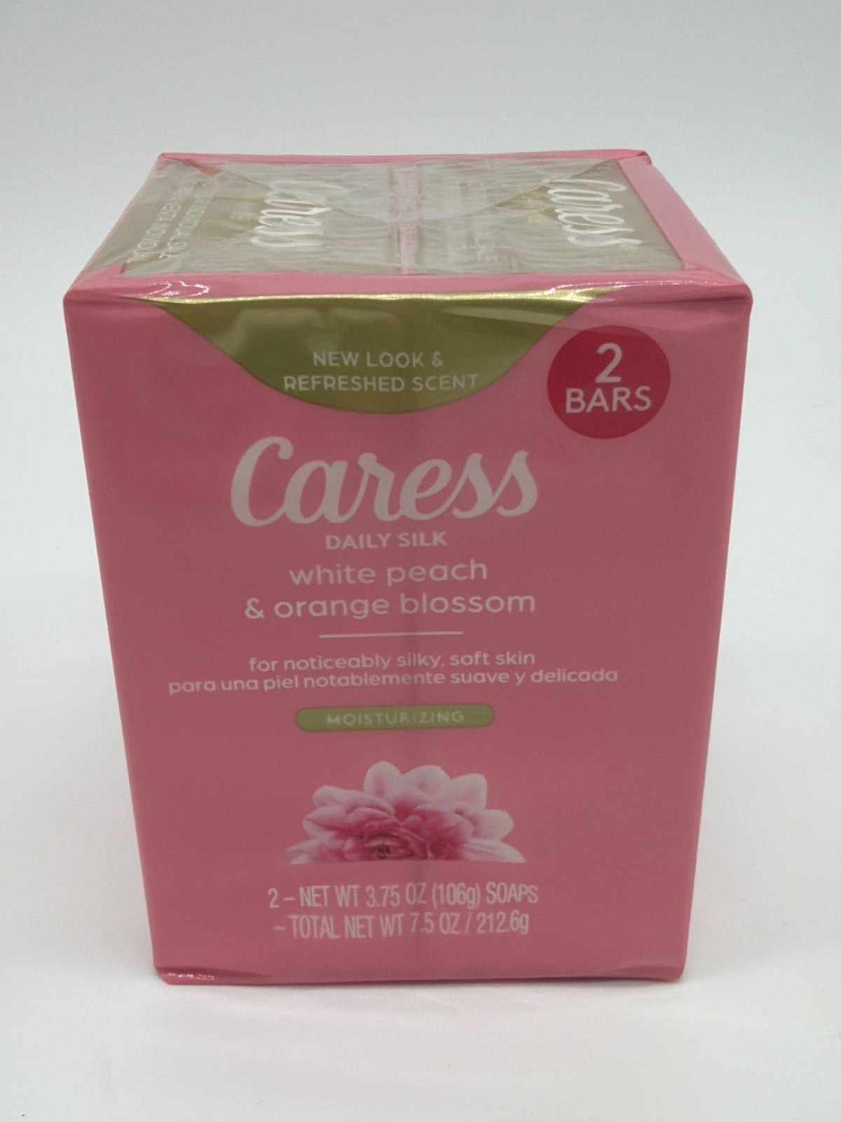 Caress White Peach & Orange Blossom Daily Silk Bar Soap 2 Pack 7.5 Oz Total Mois