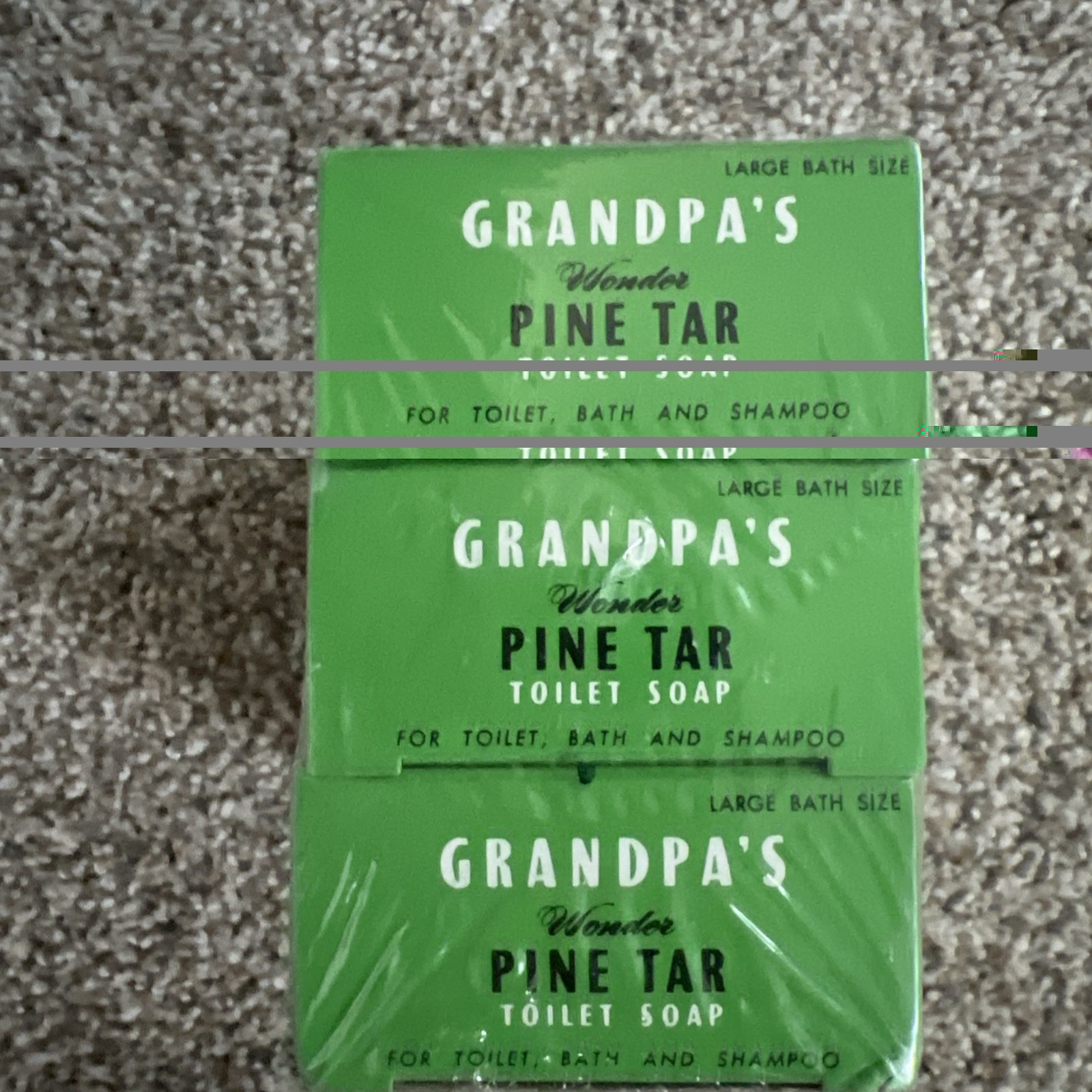 Grandpa’s Wonder Pine Tar Bar Soap 3-Pack Pine Tar Oil 4.25 oz (120 g) NOS