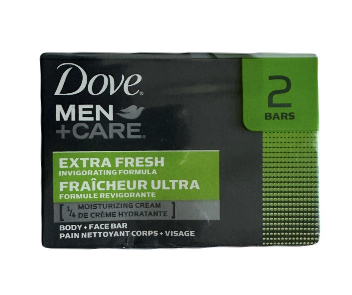 Dove Men+Care Body & Face Bar Soap Moisturizing Nourish Skin Extra Fresh 4 oz