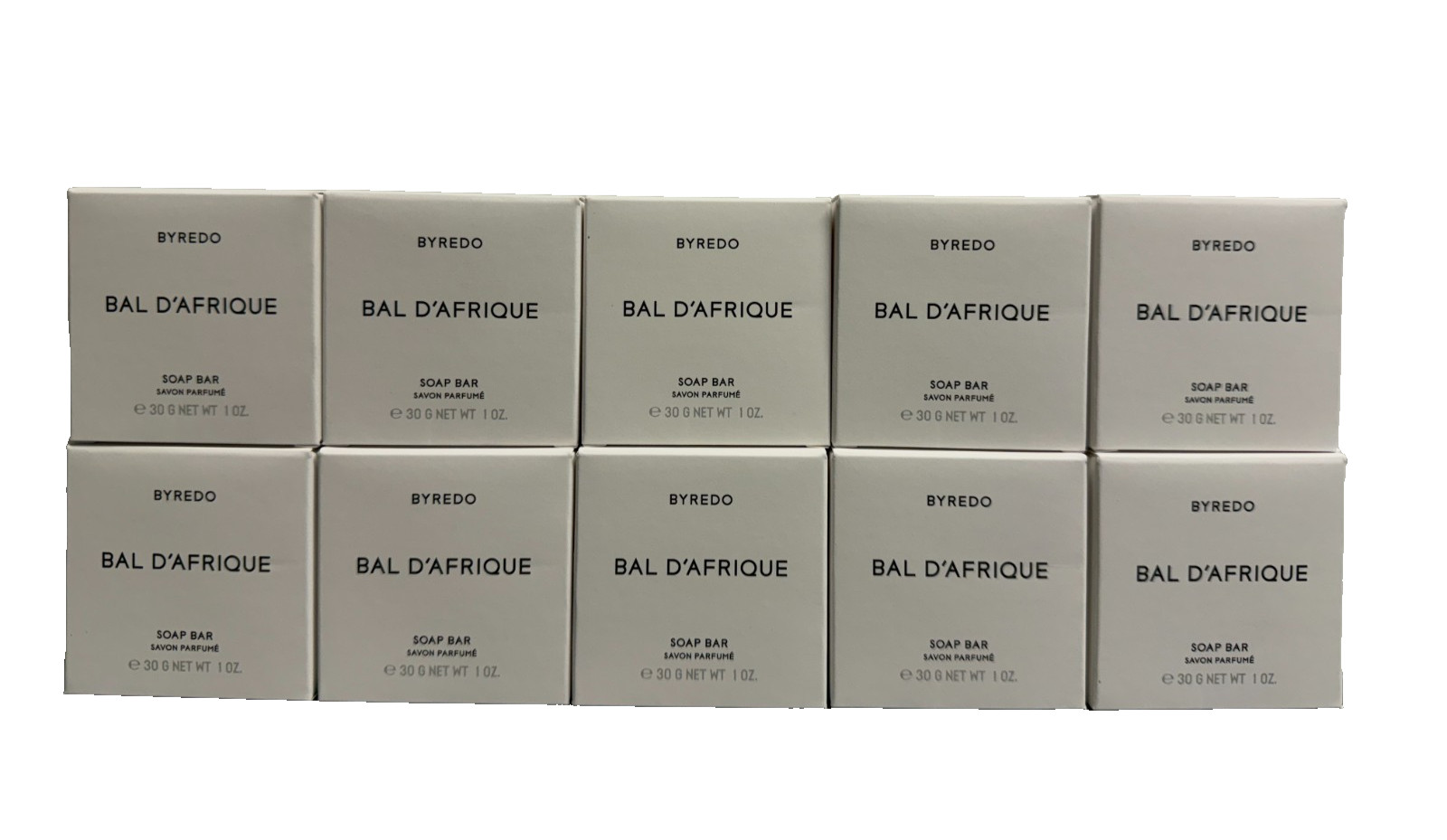10 PACK BYREDO Bal D’Afrique WHITE Soap Bar Lot 1oz 30g each Travel Size Facial
