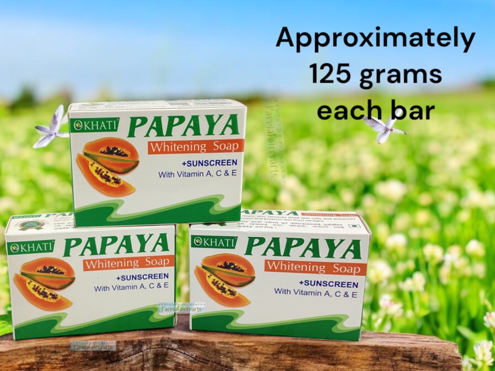 Natural Papaya Soap 3 Pcs Whitening Vegan Skin Brightening Herbal Face Soap.