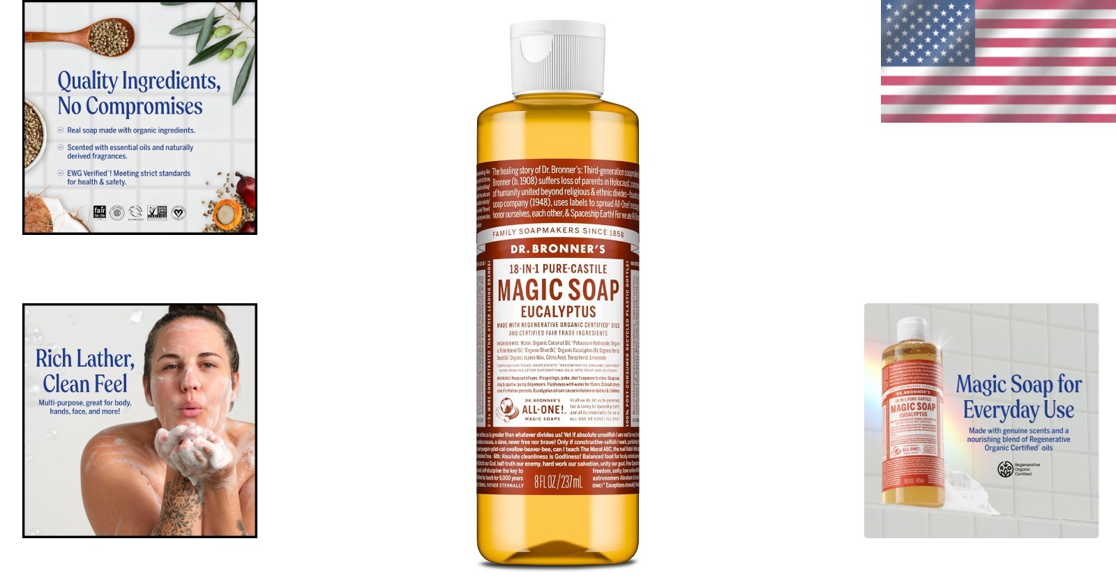 Dr. Bronner’s Pure-Castile Magic Soap, 8 Oz Eucalyptus – & Eco-Friendly