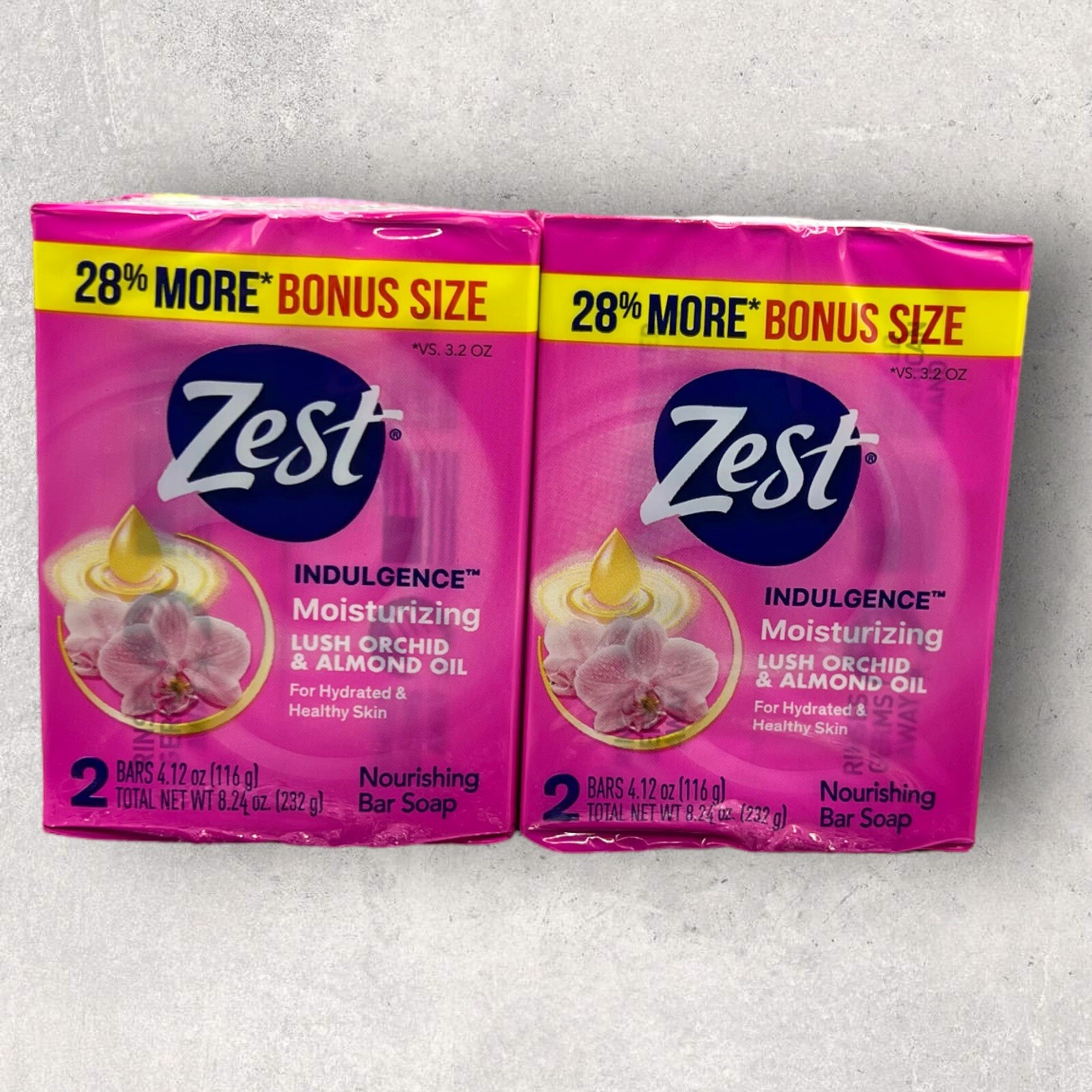 2 x Zest Indulgence Moisturizing LUSH ORCHID & ALMOND OIL Bar Soap 4 Total Bars