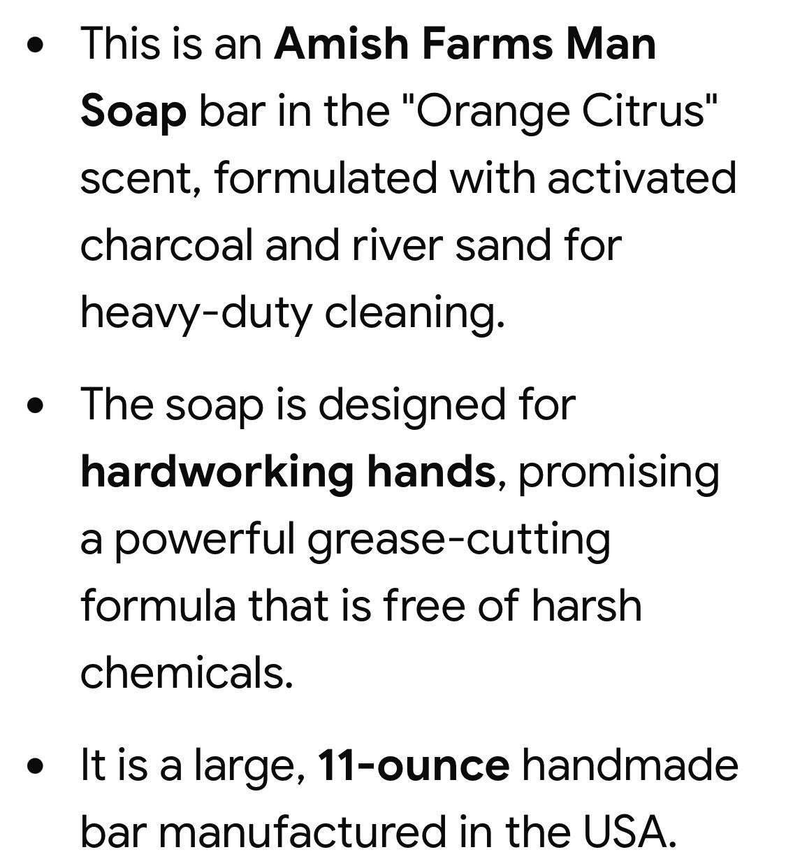 Amish Farms Men’s Soap 1 Large Bar Soap Men Heavy Duty 11 oz Orange Citrus HTF