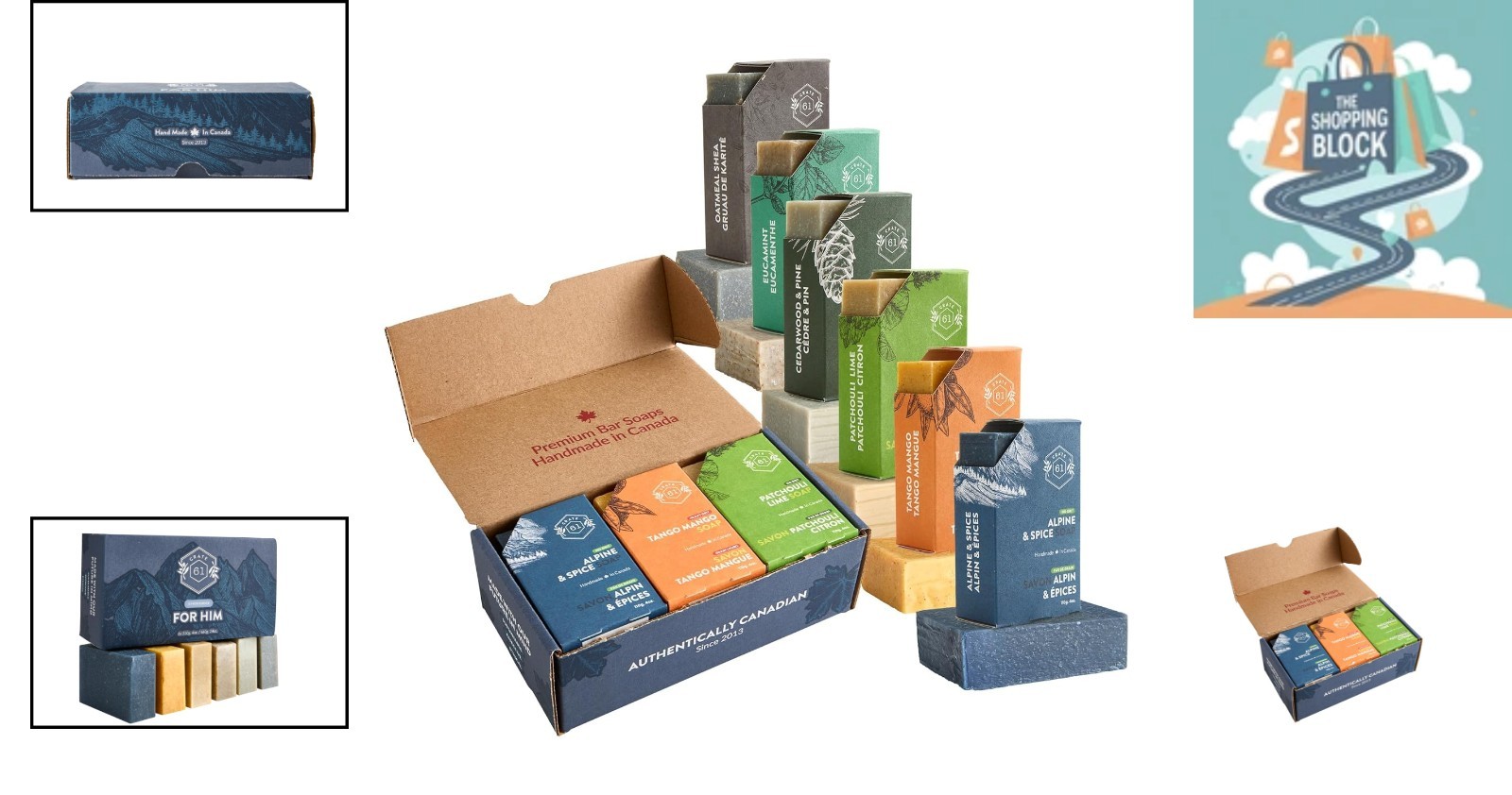 Handmade Canadian Plant-Based Cold Process Soap, 6-Packs for Him