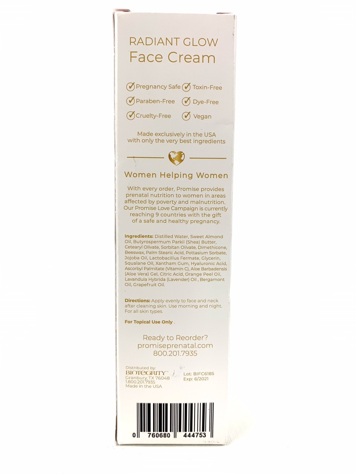 Biotegrity Promise Pregnancy Skincare Radiant Glow Vegan Face Cream 3.0Fl Oz NWT