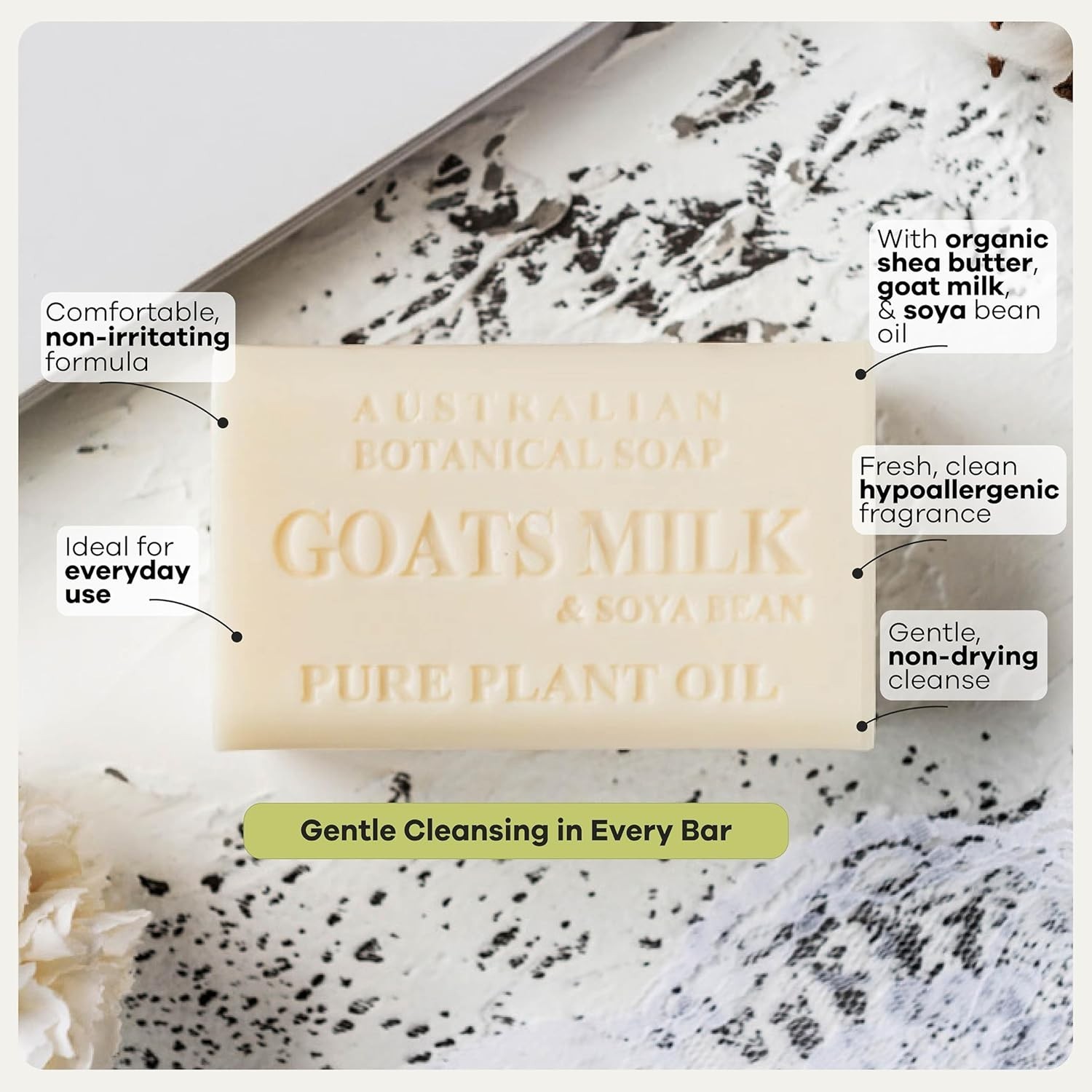 6.6 OZ, Pack of 8, Goat Milk Soap Bars with Soya Bean Oil, Enriched with Orga…