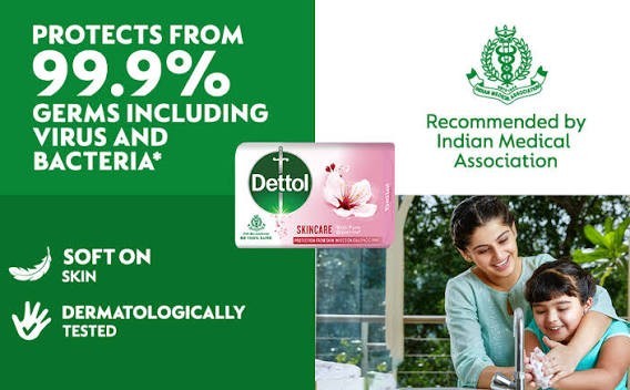 Pack of 12 Dettol Skincare Antibacterial Soap Bar 110g Moisturizing Soap
