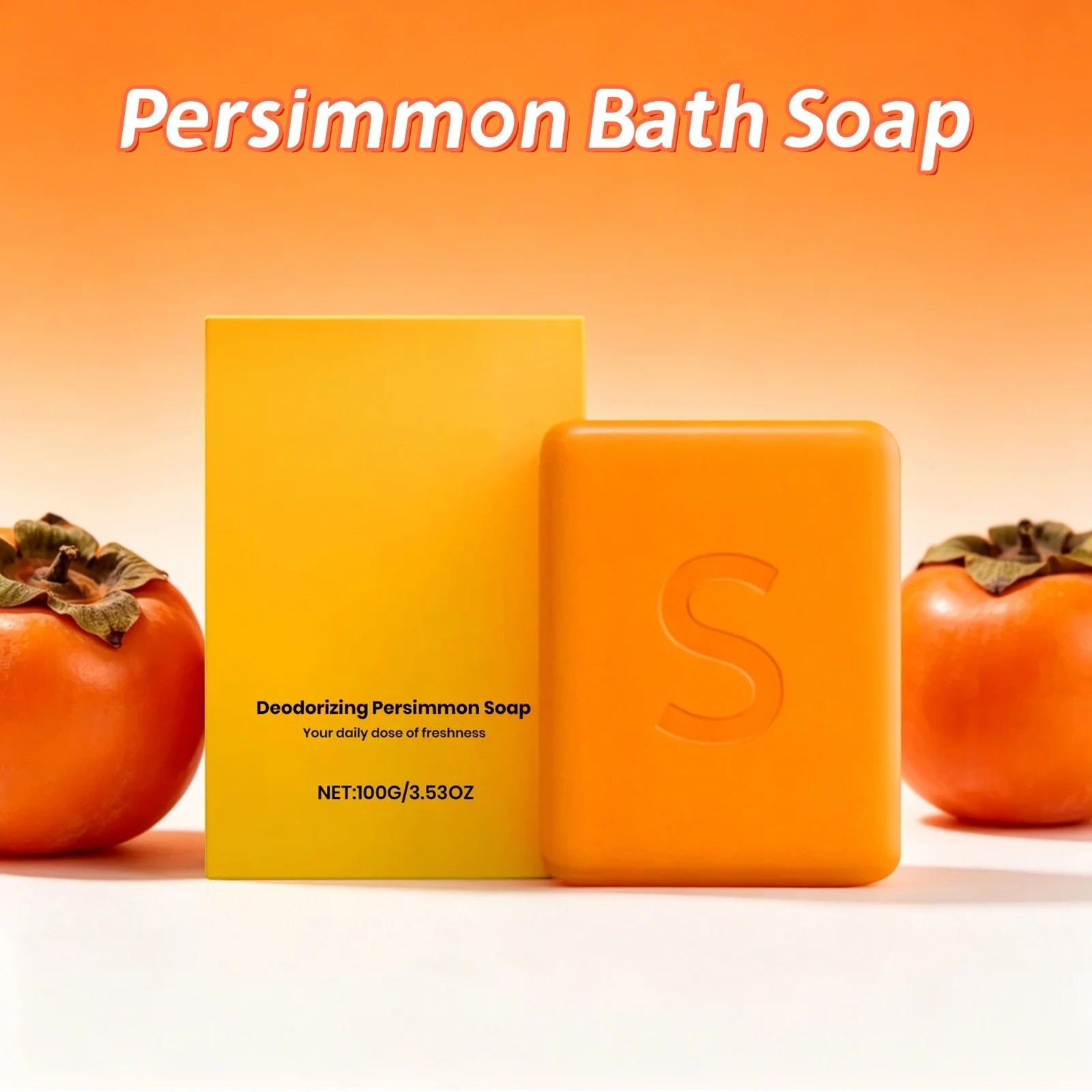 1~3PCS Swarva Persimmon Soap Bar Body Odor Control Deodorant Soap for Men&Women