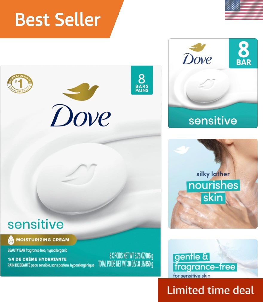 Fragrance-Free 8-Bar Cleansing Soap for Dry & Sensitive Skin – Moisturizing Care