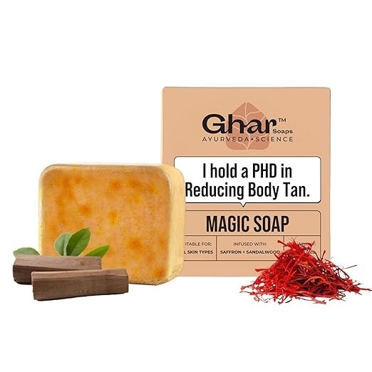 Ghar Soaps Magic De-Tan Face Wash & Sandalwood Saffron Bath Soap( 100gm + 100ml)