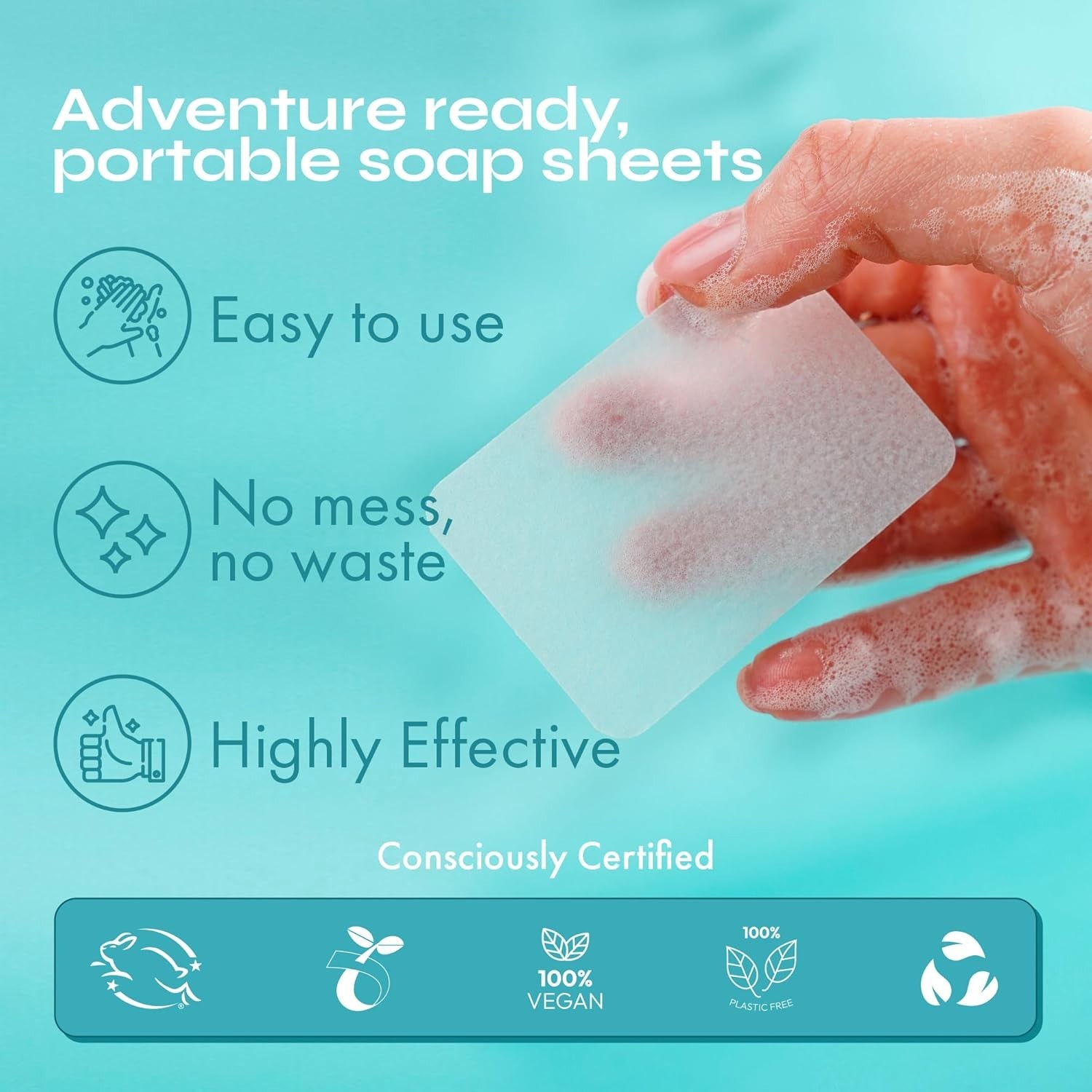 300 Antibacterial Portable Soap Sheets: Lavender, Tea Tree & Orange Scented