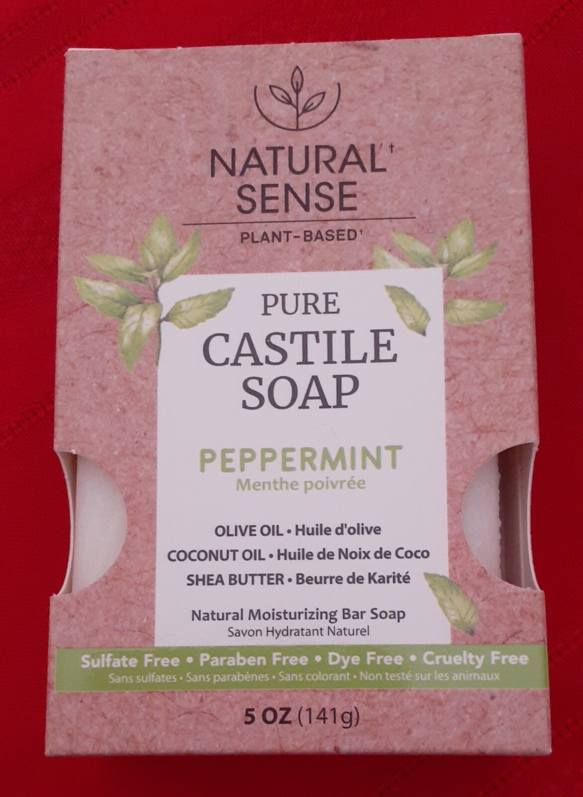 Natural Sense Pure Castile Peppermint Bar Soap 5 Oz Plant Based Paraben Free