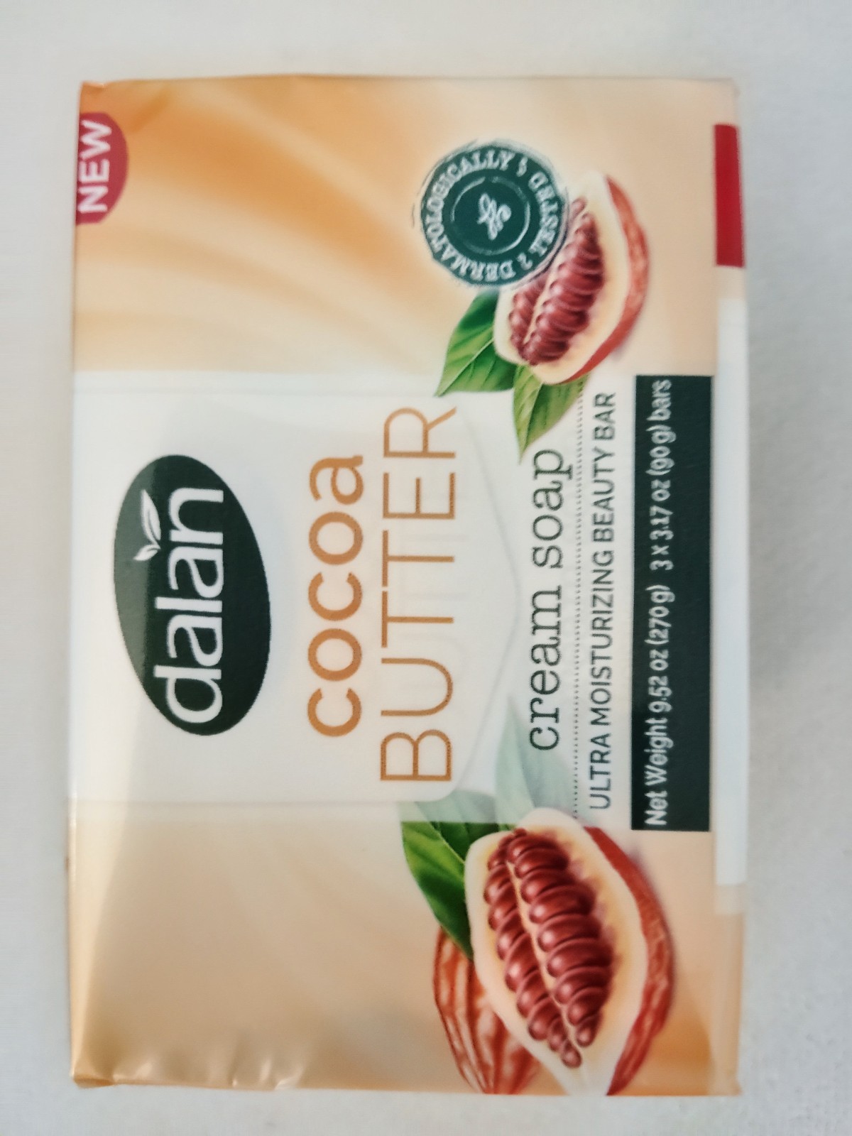 Dalan Cocoa Butter Moisturizing Beauty Bar Soap 3-Pack 3.17 oz (9.52 oz)