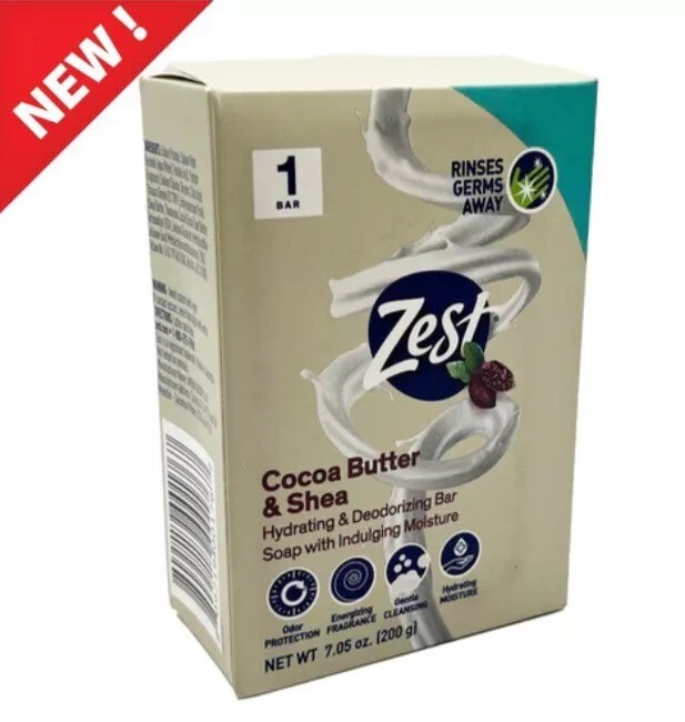 🆕️ ZEST (7.05 Oz.) BAR ●COCOA BUTTER & SHEA● Hydrating & Deodorizing Soap🫧.
