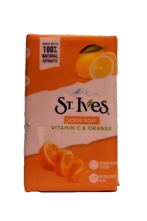 St. Ives Scrub Soap-VITAMIN C & ORANGE Natural Plant Base 100 Gr 4 BAR (1 PACK