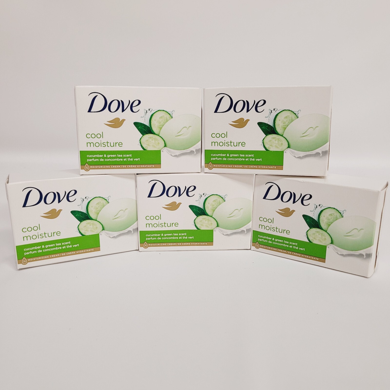 Lot of 5 Dove Cool Moisture Cucumber & Green Tea Moisturizer Cream Bars 3.75 oz