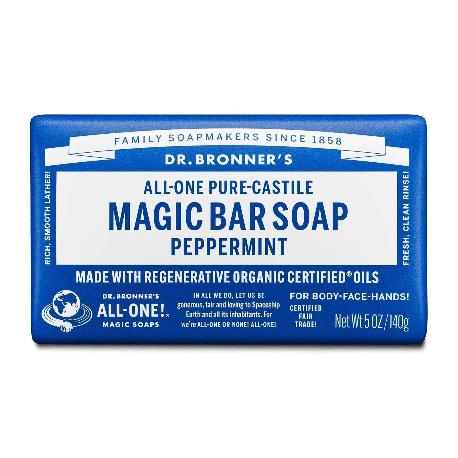 Dr. Bronner’s Peppermint Castile Magic Bar Soap 5oz 6-Pack NEW